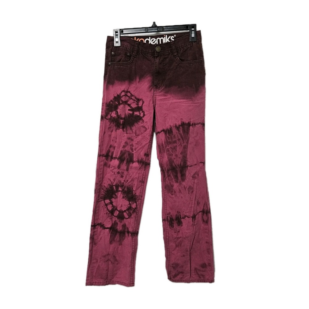 Akademiks Pants Kids 14 Burgundy‎ Pink Tie Dye Straight Leg Cotton Canvas Y2K